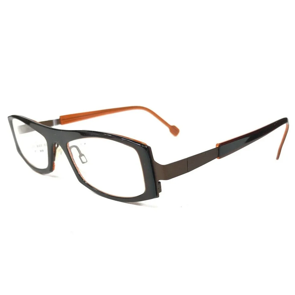 THEO Eyeglasses Frames christoph 18 Brown Striped Orange Rectangular 48-19-135